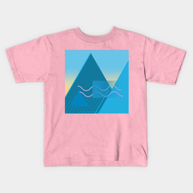 80s Style Aesthetic Desert Pyramids Design Kids T-Shirt by DankFutura